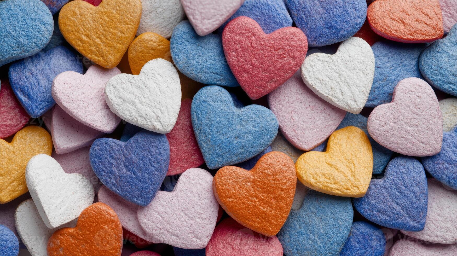 A large pile of colorful heart shaped candy photo