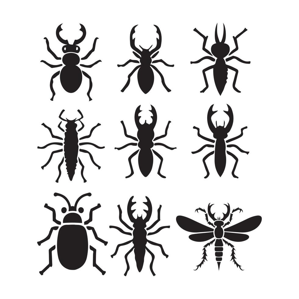 Insects for Modern Environmental and Scientific Designs Outlines Illustration vector