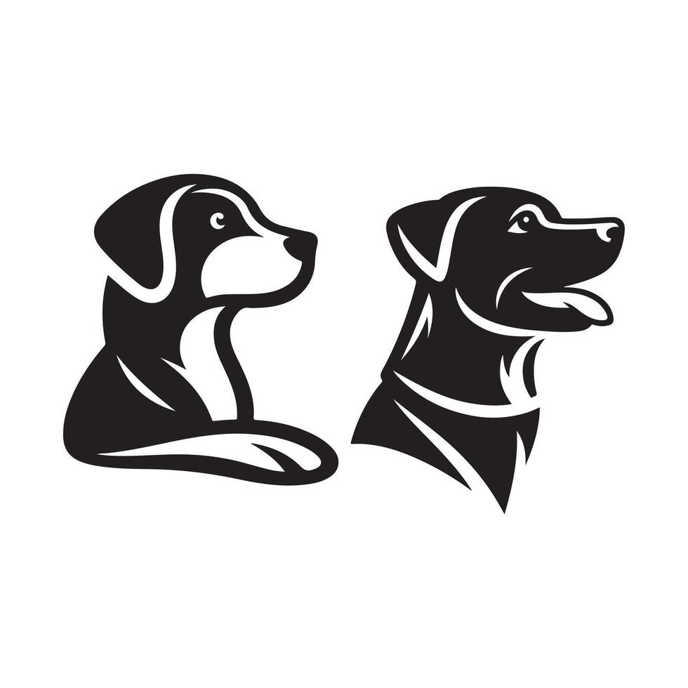 Expressive Domestic Dog Icons Black and White Outline Art vector