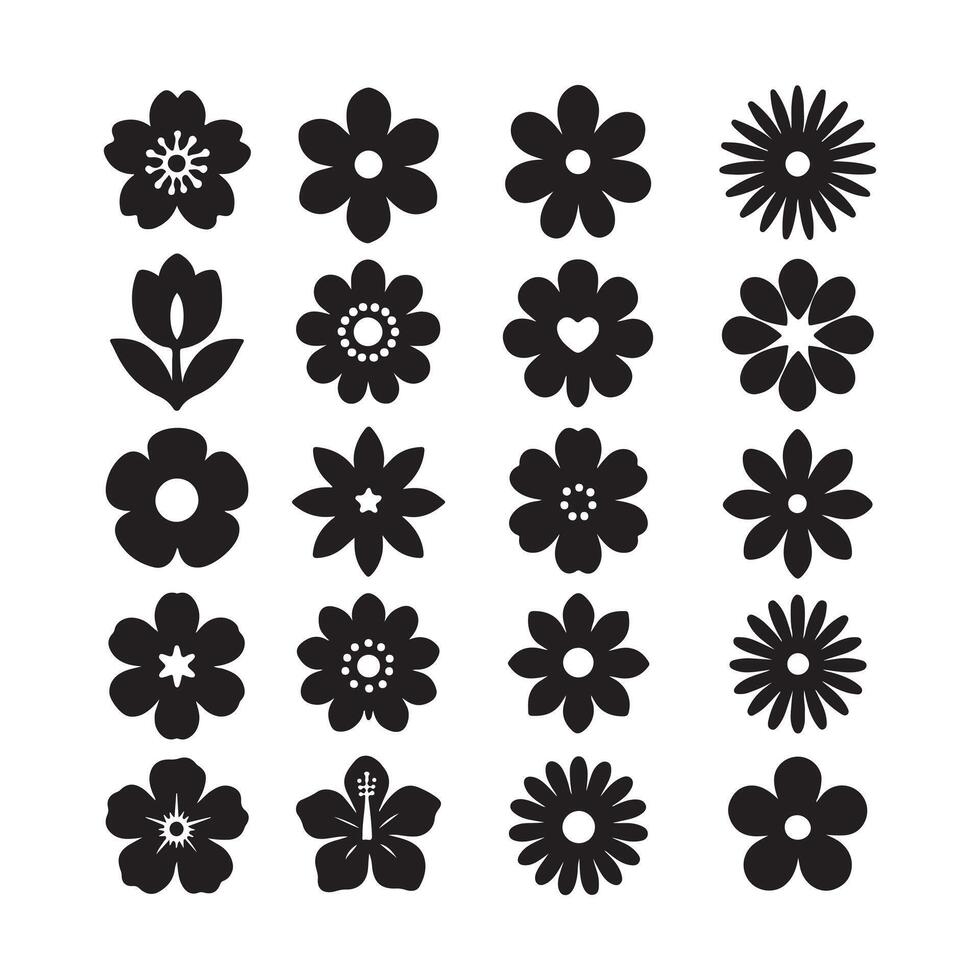 Flower Silhouettes Bundle Abstract Floral Shapes for Creative Projects vector