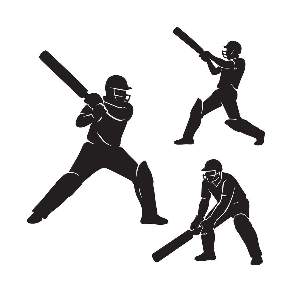 Cricket Game Player Batsmen Action, Sports Clubs, Tournaments, Different shots vector