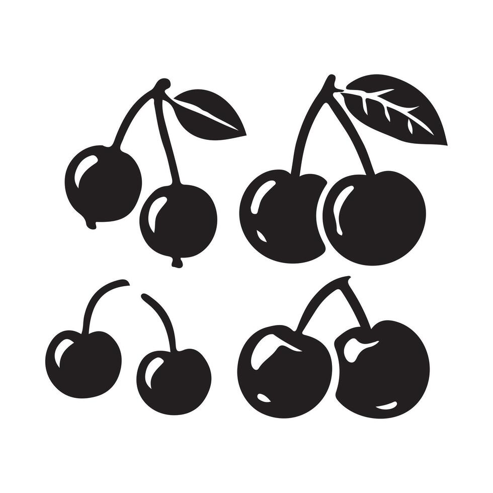 Essential Fruit Icon Set Black and White Abstract Silhouettes vector