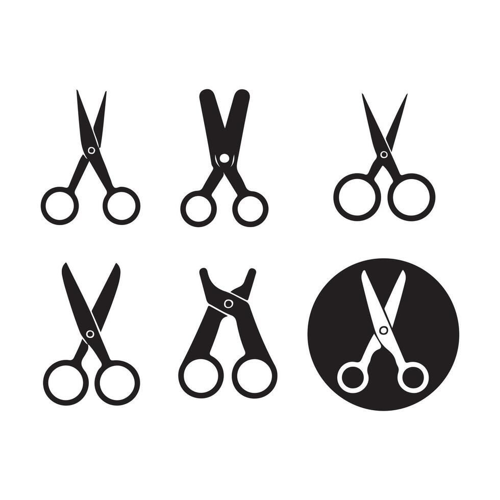 Scissor Icons Bundle Diverse Cutting Tool Silhouettes vector