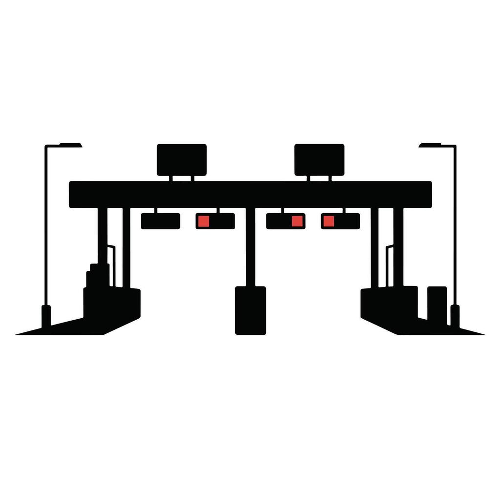 Toll booth icon black silhouette simple highway entrance exit design. vector