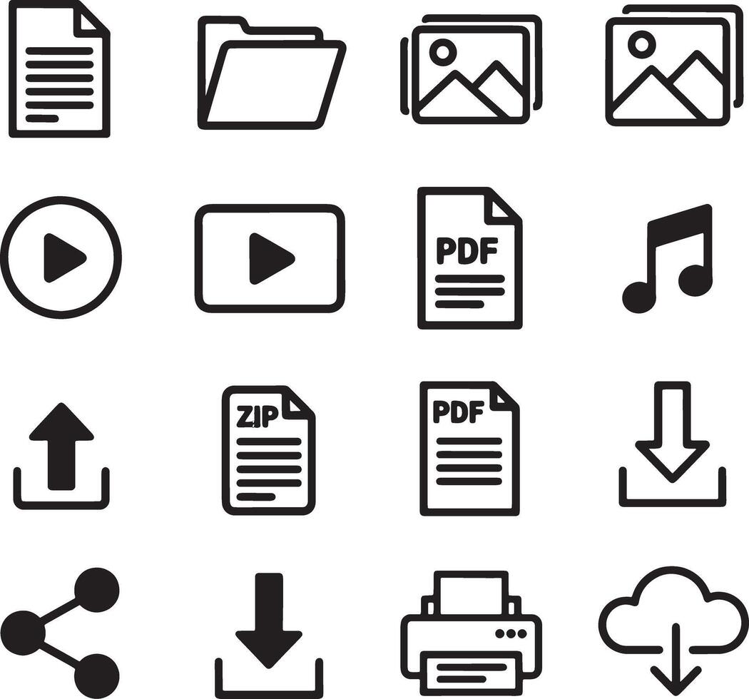 A set of icons for various types of files vector