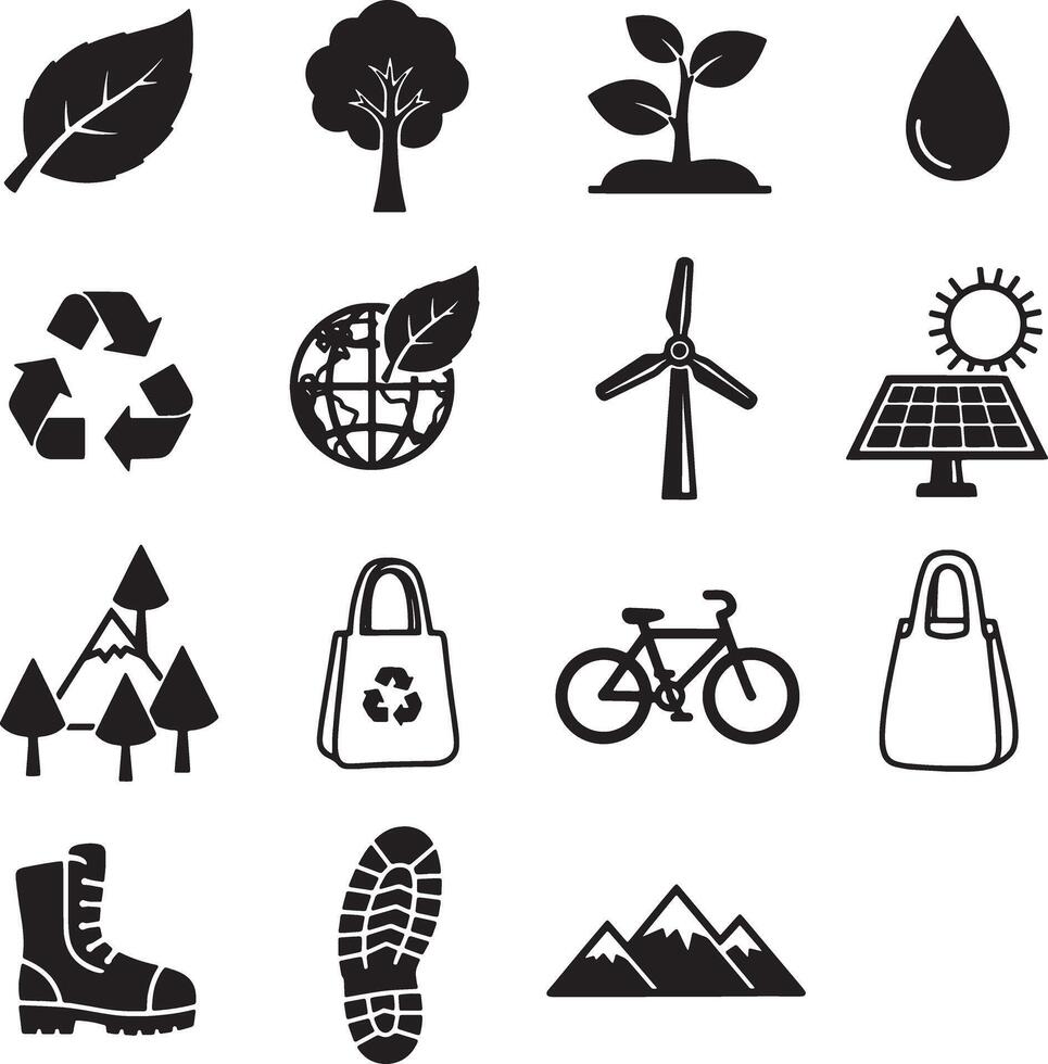 Various icons of ecology and environment vector