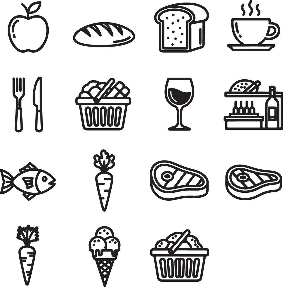Food and drink icons set illustration vector
