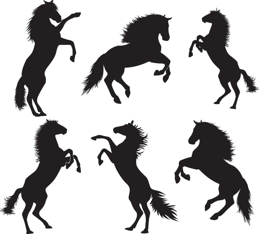 Horse Silhouette, Standing Horse, Horse on two legs, Horse Clipart vector