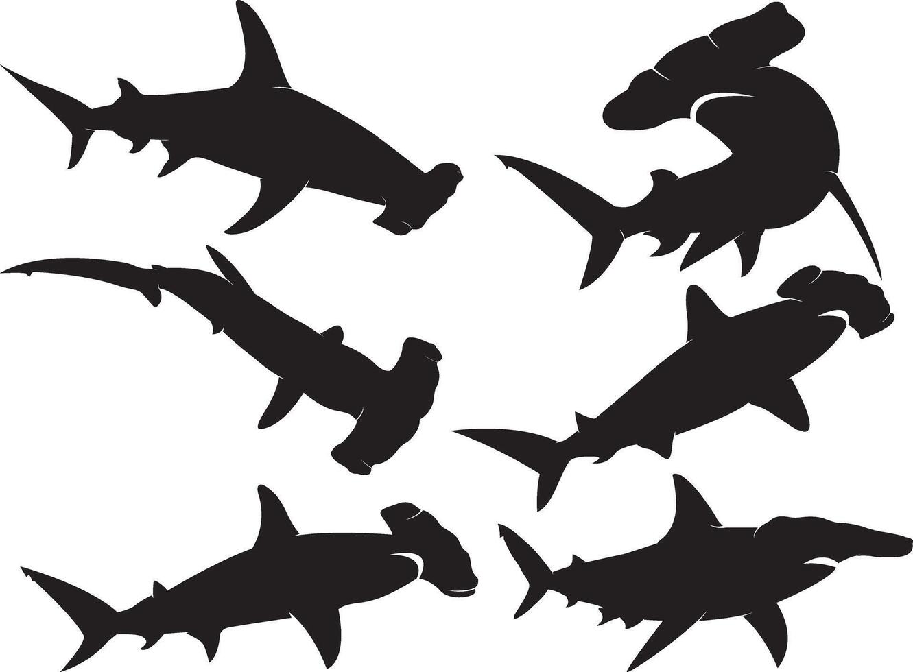 Hammerhead Shark, Sharks Silhouette, Ocean Life vector
