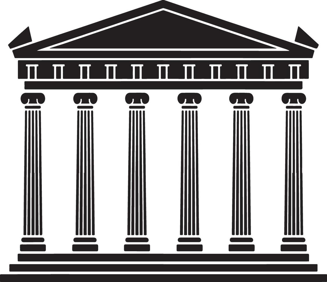 Greek temple icon six columns isolated on white background. vector