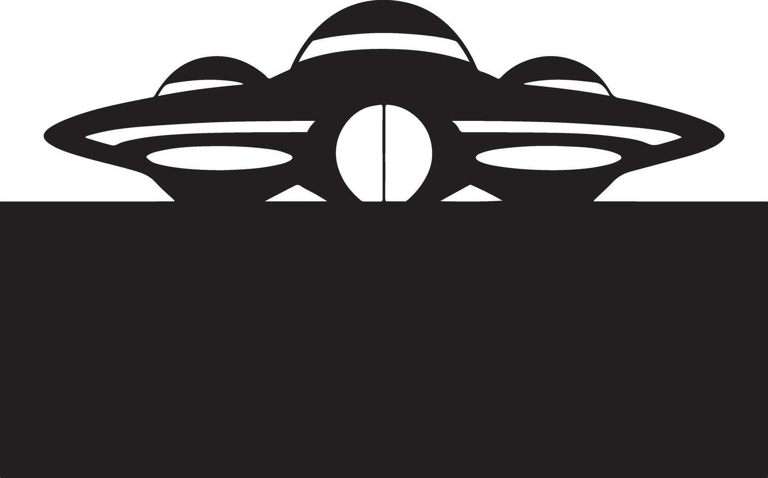 Black silhouette of ufo spaceship isolated on white background. vector