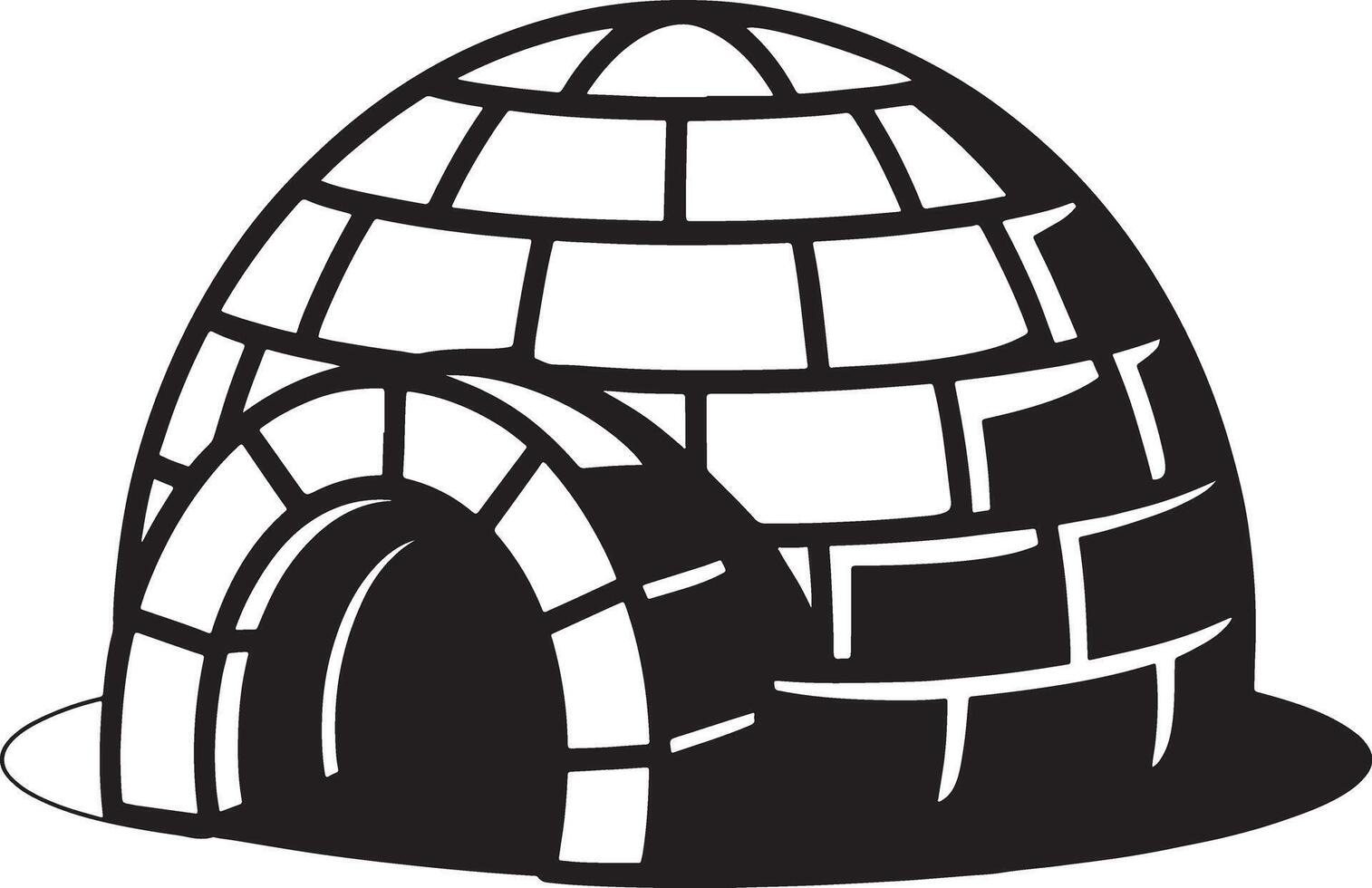 Black and white igloo illustration isolated on white background. vector