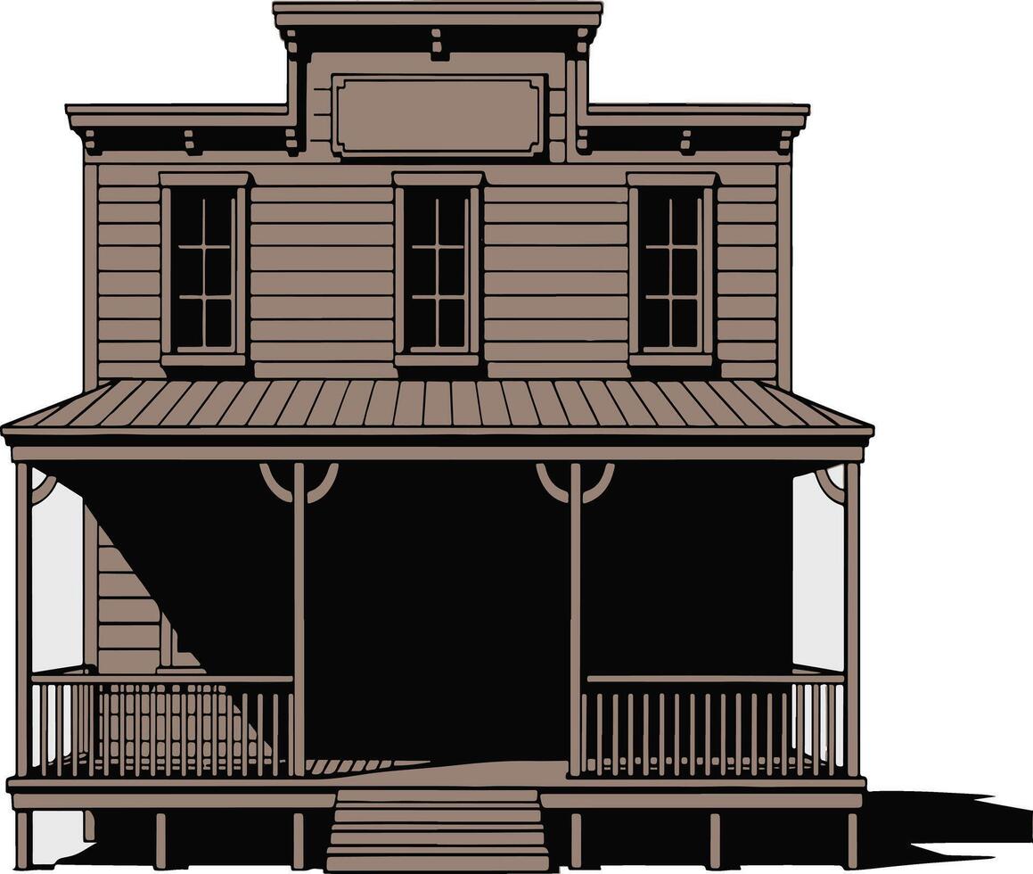 Old west saloon building illustration isolated on white background. vector
