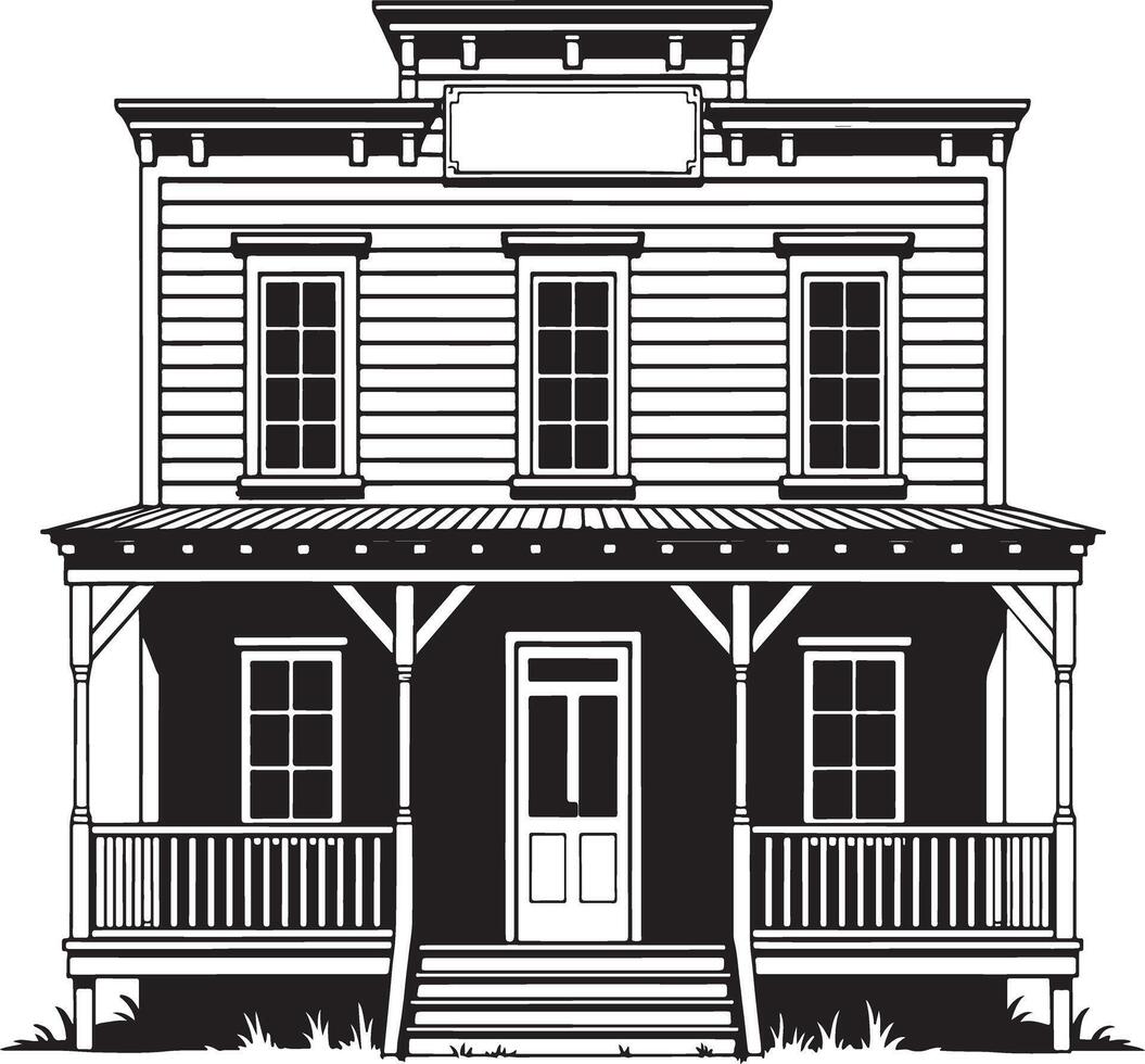 Two story victorian style building illustration isolated on white background. vector