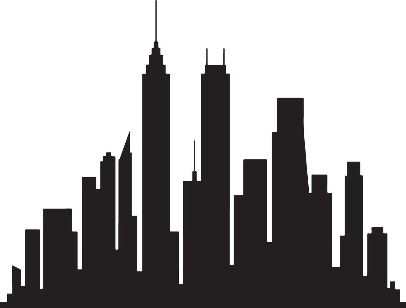 Black city skyline silhouette isolated on white background. vector
