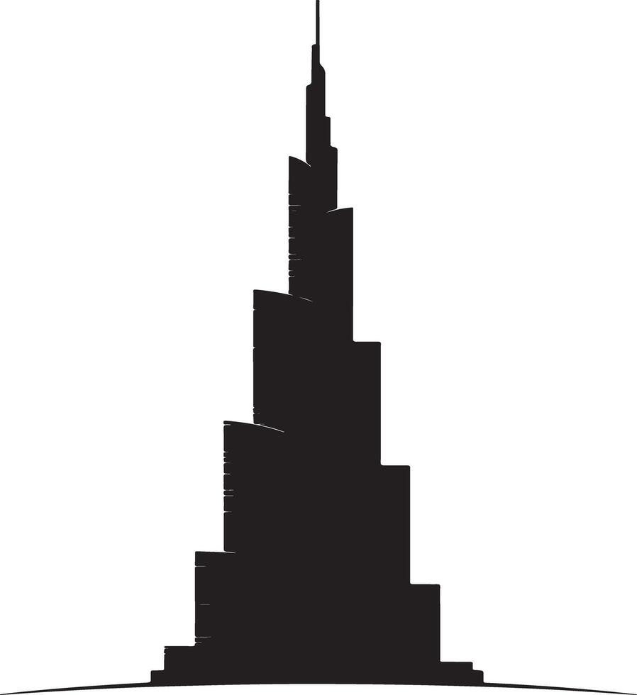 Black silhouette of the burj khalifa skyscraper. vector