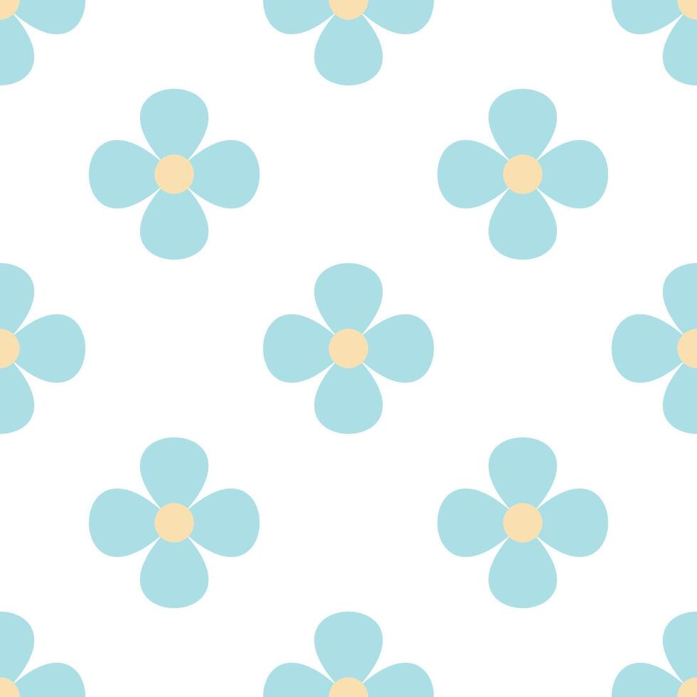 Abstract simple background, summer theme. Seamless pattern with blue flowers. Summer texture. A set of drawings of a cute child. vector