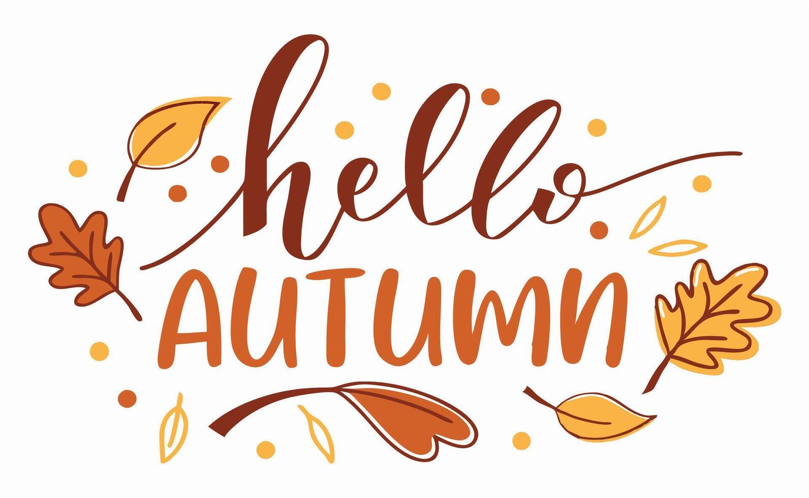 Hello Autumn Fall Leaves Seasonal Greeting Card Design vector