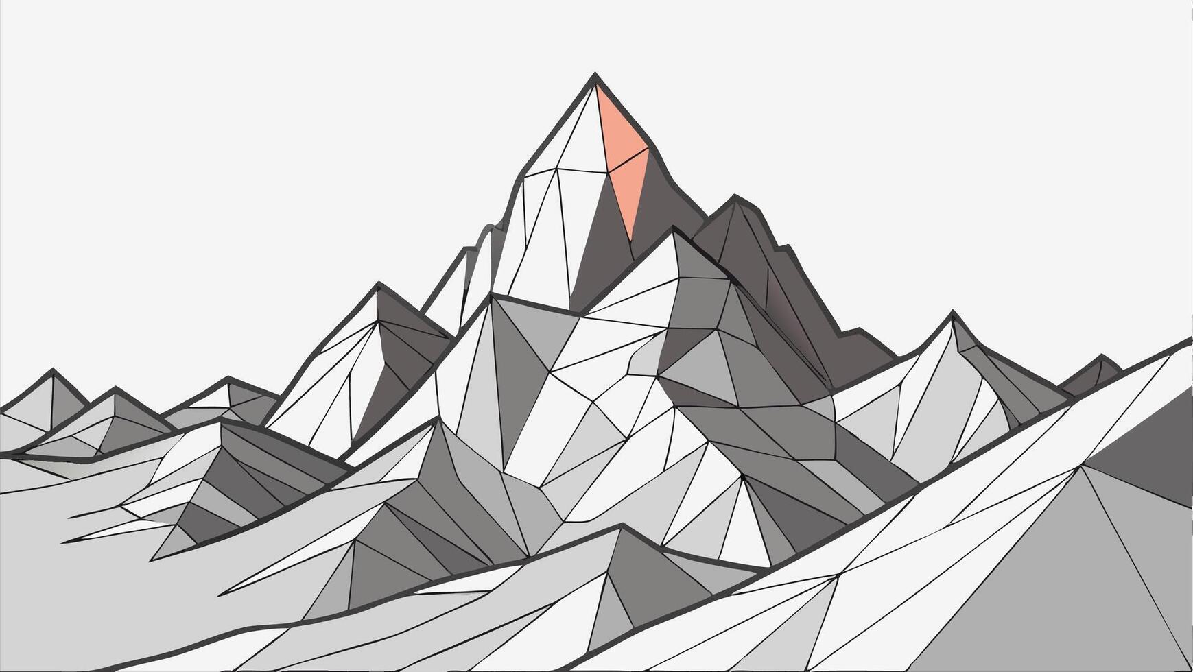Abstract Low Poly Mountain Range Landscape Art vector