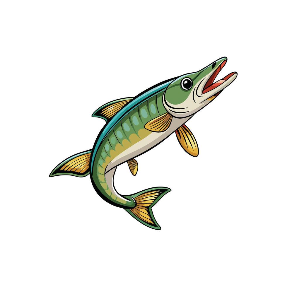 Illustration of a colorful barracuda fish with open mouth vector