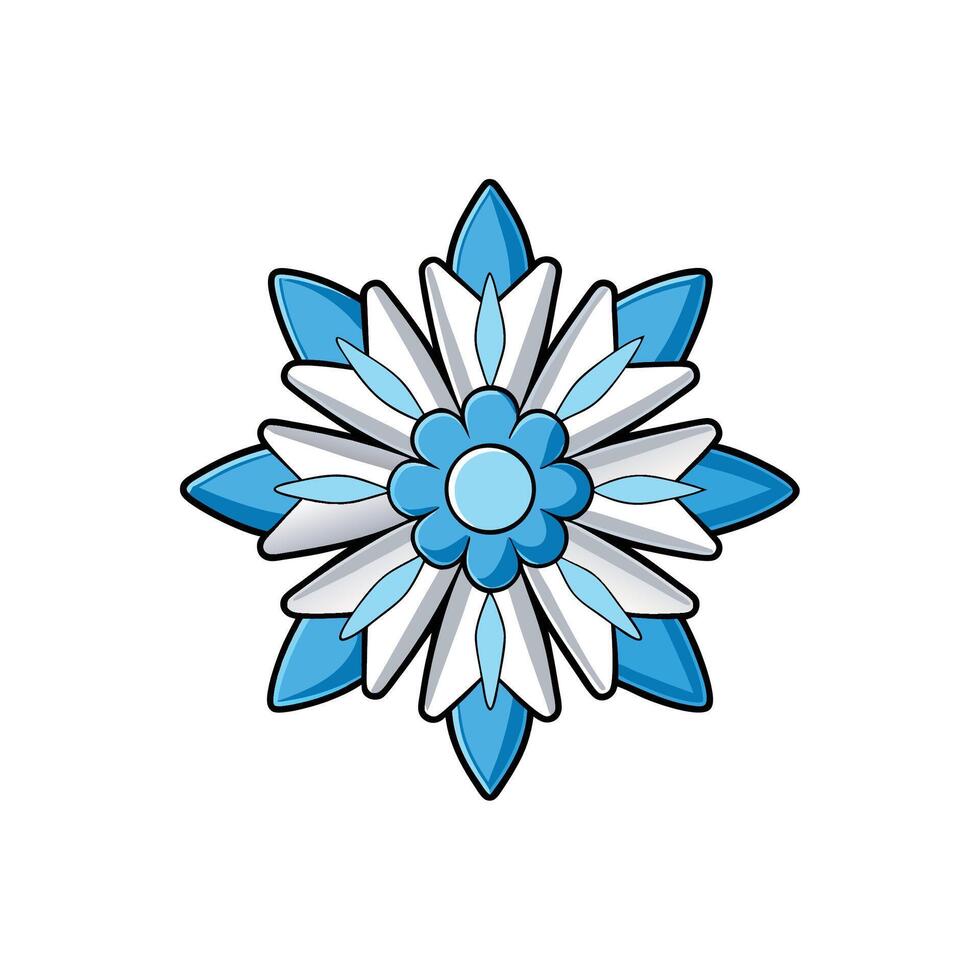 Stylized blue and white floral graphic design element vector