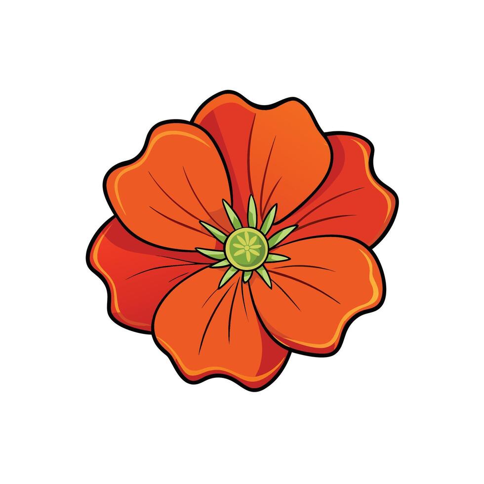 Illustration of a vivid red flower with cartoonish style vector