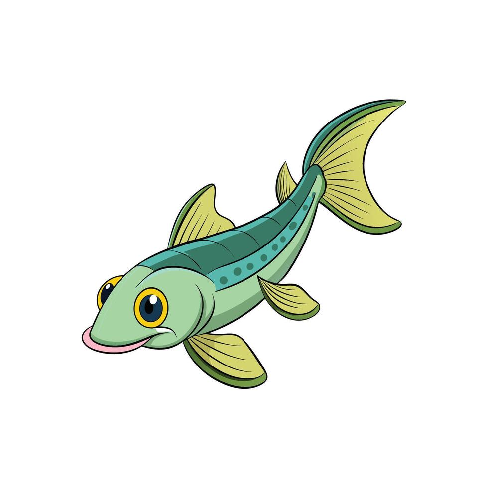 Cartoon fish swimming with detailed fins and funny face vector