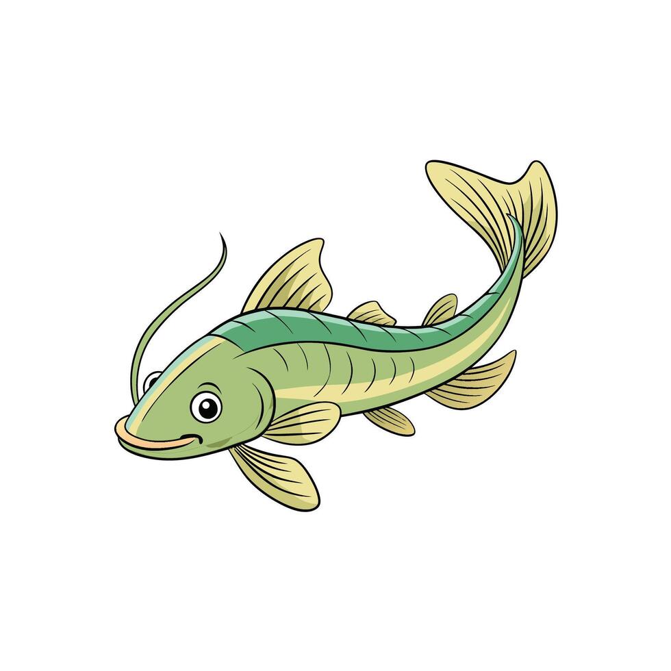 Cartoon catfish swimming on a white background illustration image vector