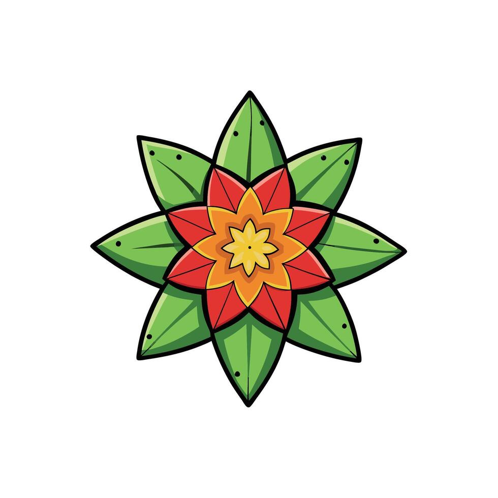 Abstract floral illustration with eight stylized green leaves vector