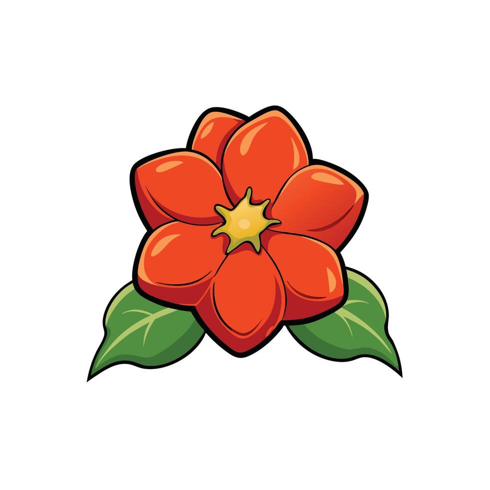 Vibrant red flower cartoon illustration on white background design vector