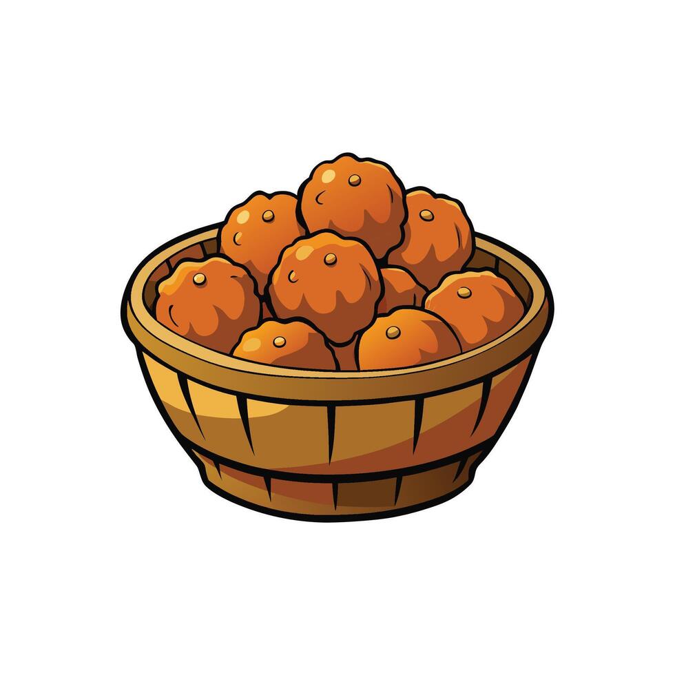 Basket of freshly baked donuts graphic illustration isolated image vector