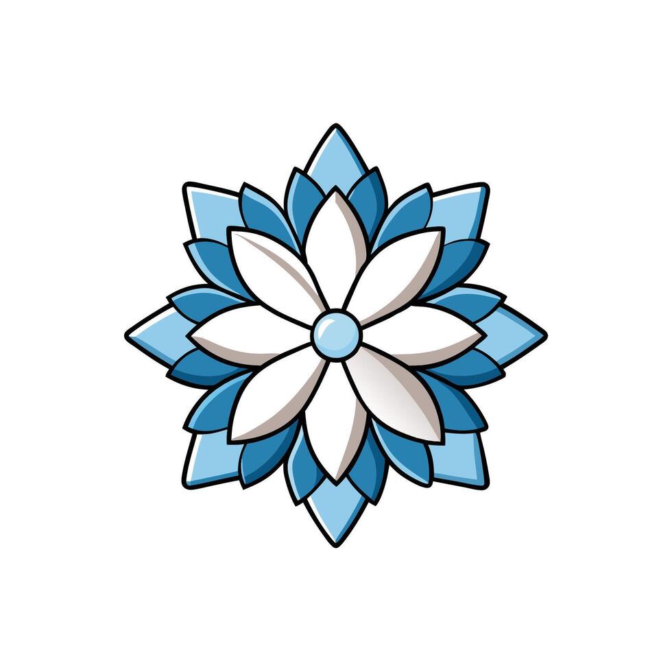 Stylized flower illustration with layered petals in cool tones vector