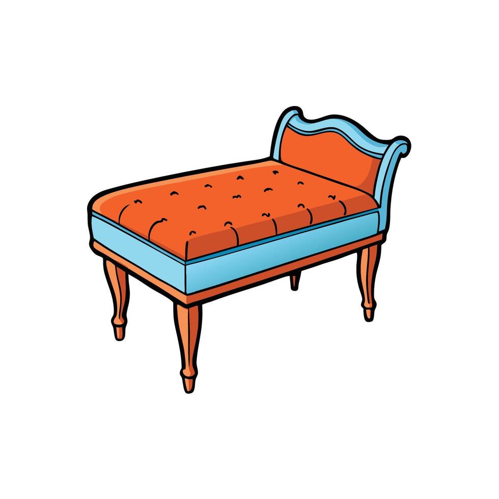 Cartoon orange and light blue chaise lounge with buttons vector