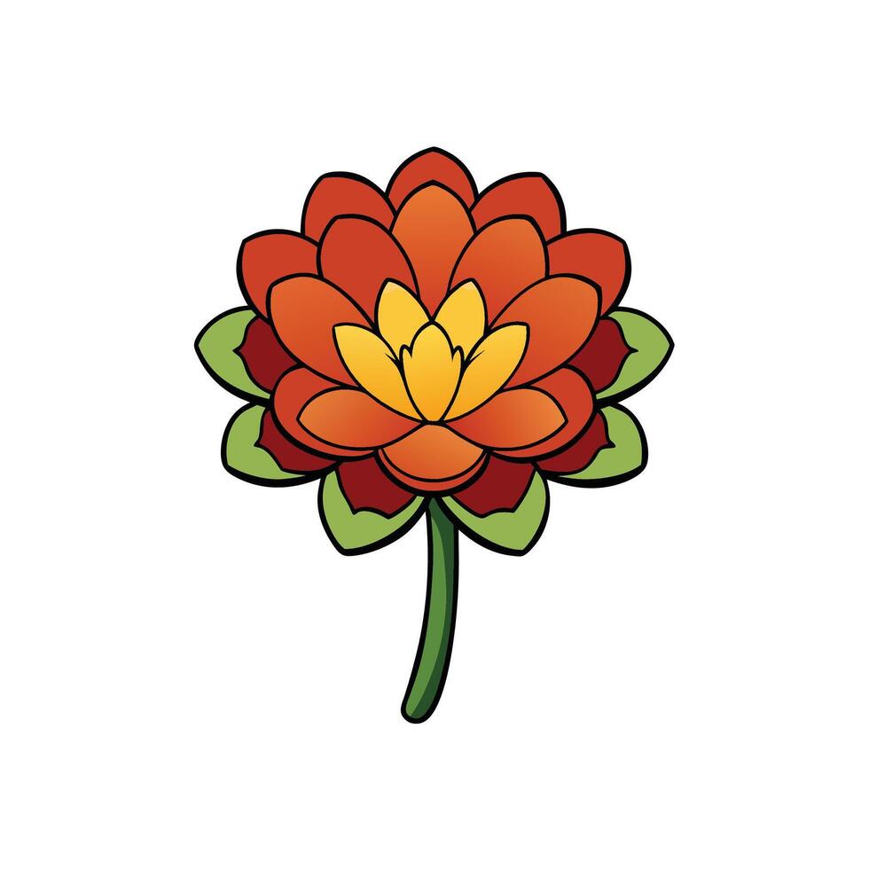 Stylized single lotus flower illustration with strong black outlines vector