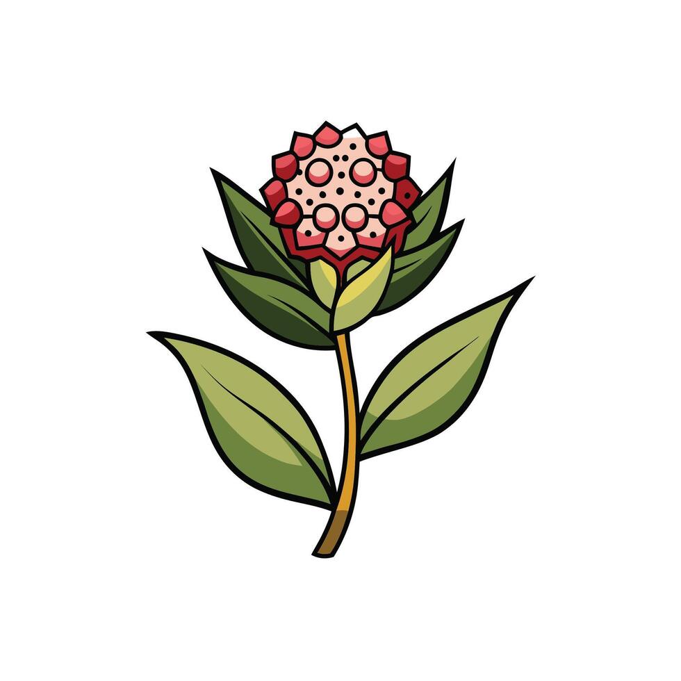 illustration of stylized tropical flower with leaves vector