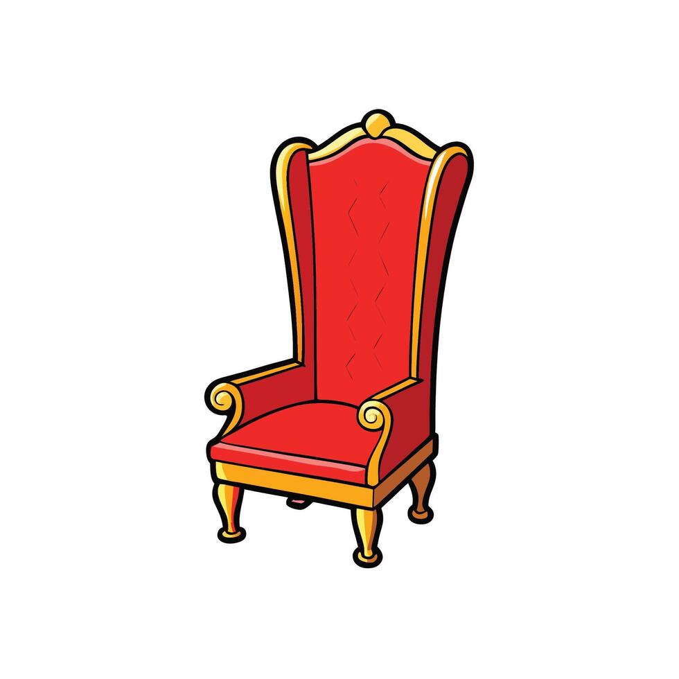 Cartoon Royal Throne Illustration with Red Fabric and Gold Trim vector