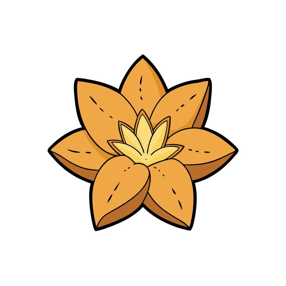 Isolated orange and yellow flower illustration with bold outline vector