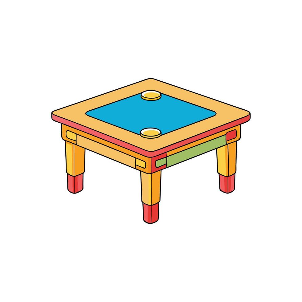 Colorful cartoon table illustration with geometric forms and design vector
