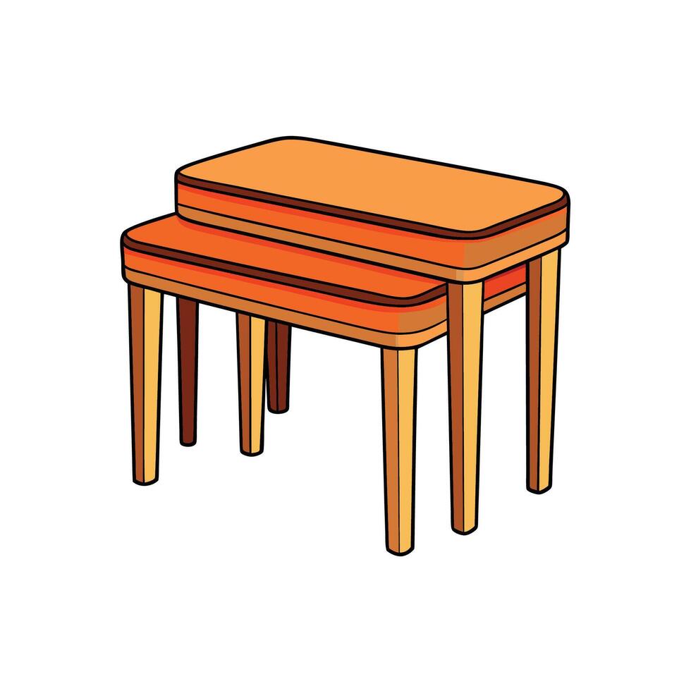 Nested wooden tables illustration, furniture set, indoor furnishing object vector