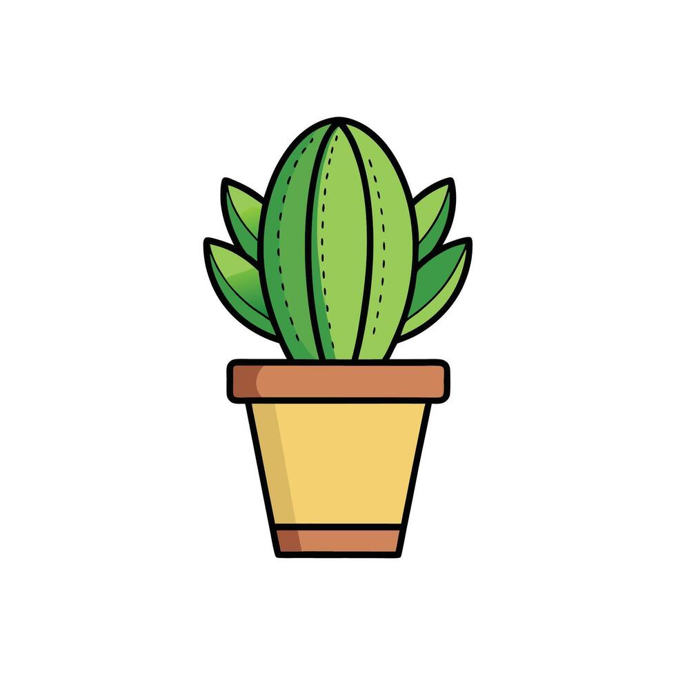 Cartoon cactus in pot on white background illustration vector