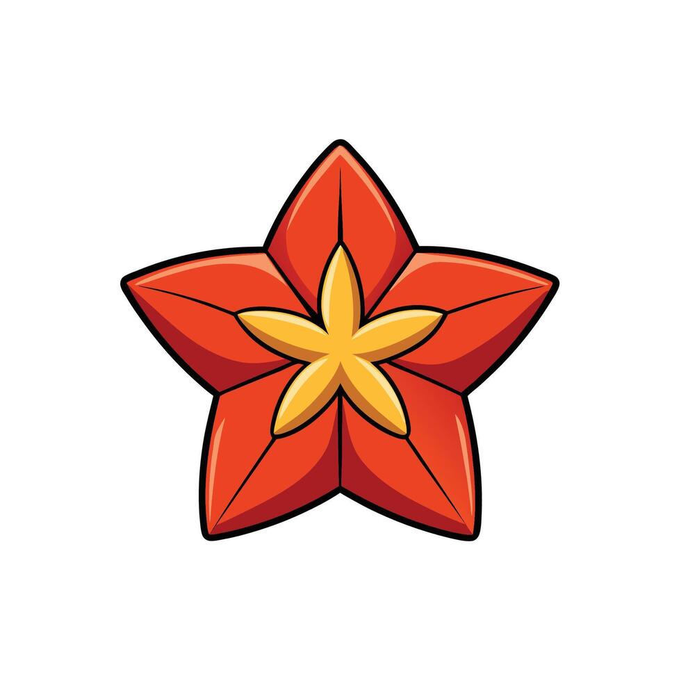 Stylized Star Fruit Illustration with Bold Outline Design vector