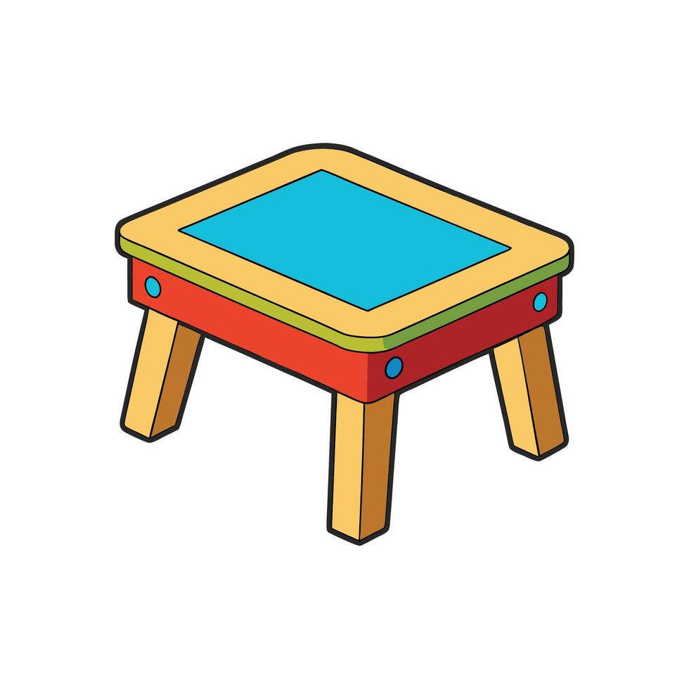 Colorful Cartoon Style Table Isolated on White Background vector