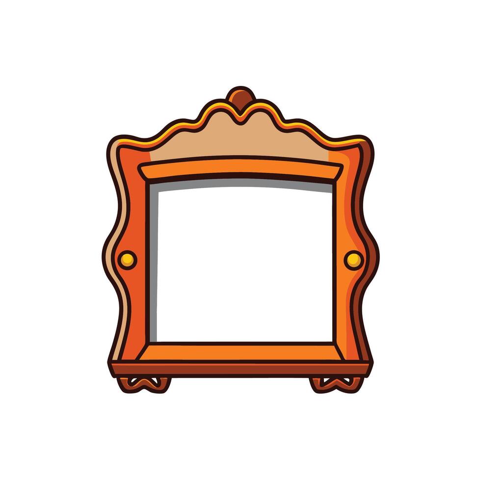 Decorative cartoon picture frame in orange and tan tones vector