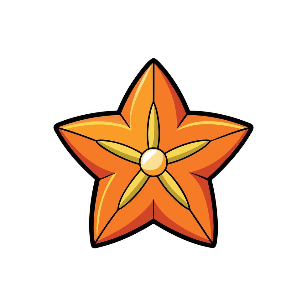 Stylized graphic star fruit illustration against a white background vector