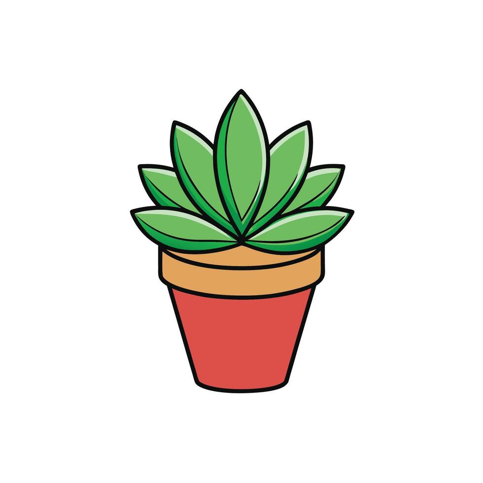 Stylized houseplant succulent in a terracotta pot illustration vector