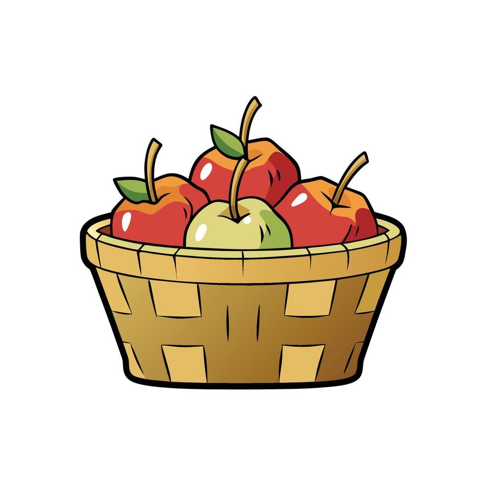 Basket overflowing with ripe apples, fresh and colorful vector