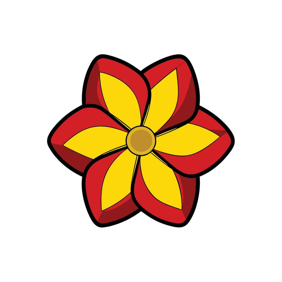 Vibrant stylized flower with bold colors and black outlines vector