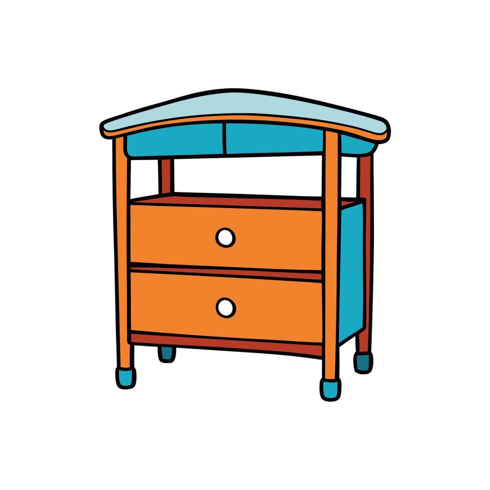 Cartoon dresser with two drawers and blue accents vector