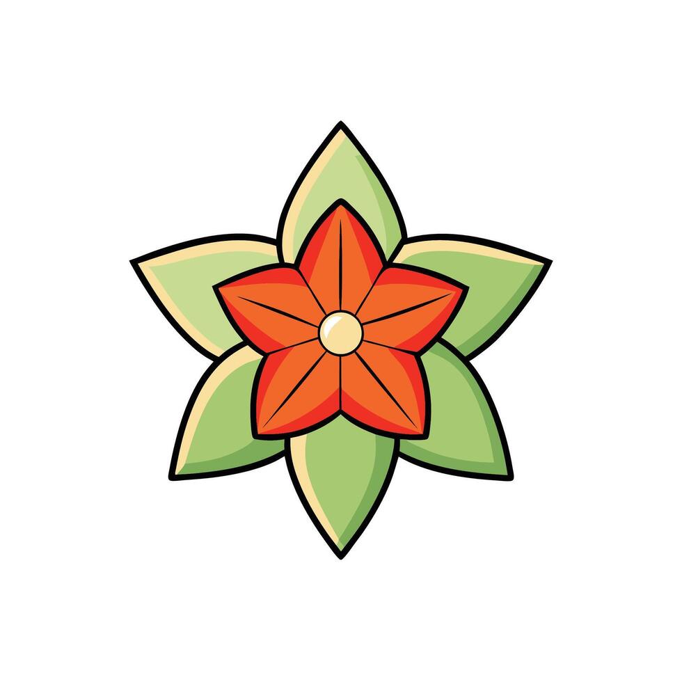 Stylized Flower Design with Petals and Bold Outline vector