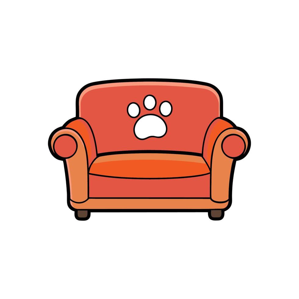 Cartoon style dog couch with paw print design vector